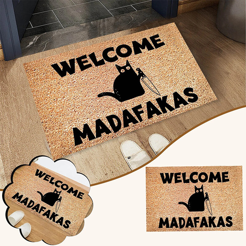 Dunkle Katze willkommen Madafakas Voll druck Fuß matte, Spaß Wohnkultur, Küche, Bad Dekor, geben Menschen Spaß Geschenke, schnelle Lieferung