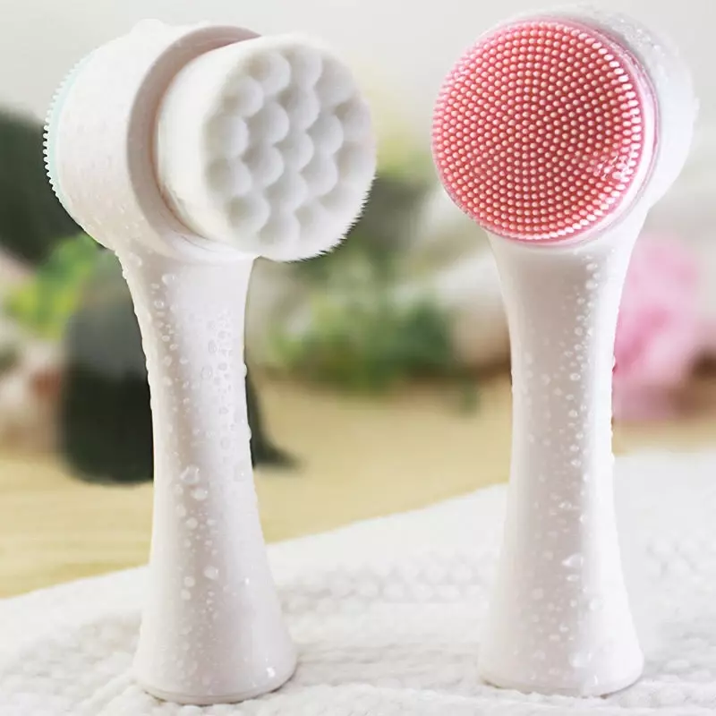 Silicone Face Cleansing Brush Double-Sided Facial Cleanser Blackhead Removal Product Pore Cleaner Exfoliator Face Scrub Brush