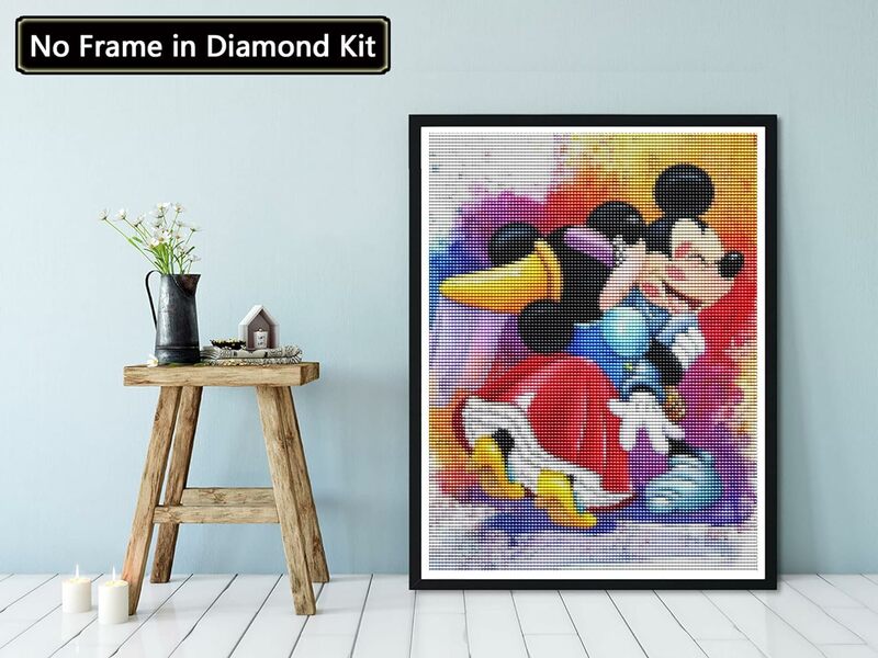 Juego de pintura de diamantes 5D, dibujos animados, Mickey, pareja, Perforación redonda completa, Cruz, decoración de la pared del hogar
