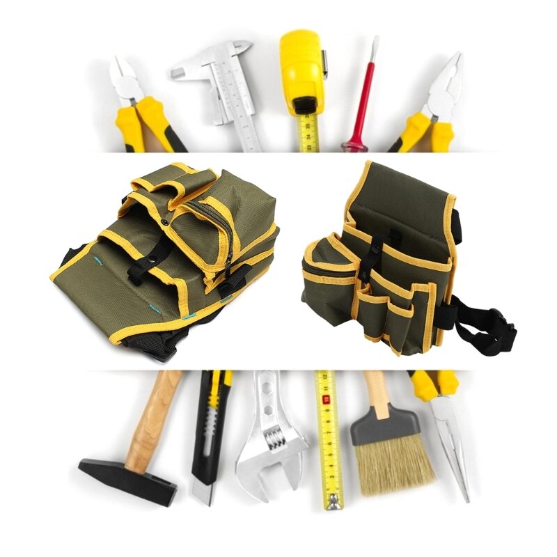 Bolsa cintura para ferramentas lona ajustável, bolsa armazenamento com vários bolsos para chave fenda, dropshipping