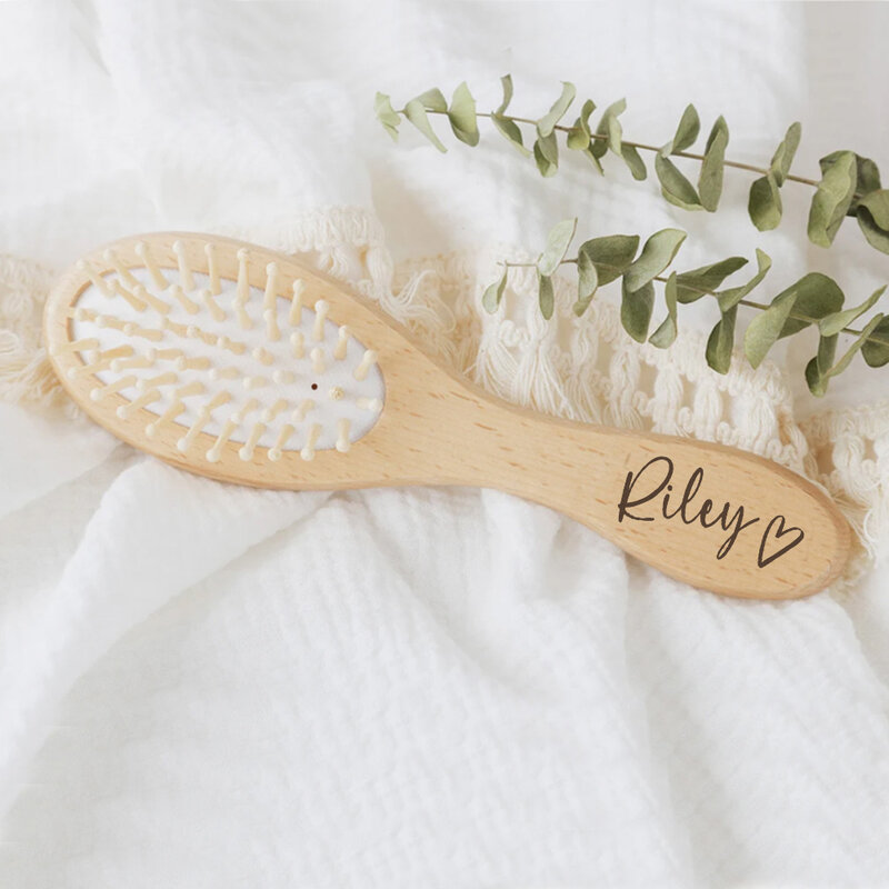 Baby Child Hairbrush Custom Engraved Wooden Brush For Newborn Baby Hair Brush Personalized Baby Comb Baby Shower Gifts