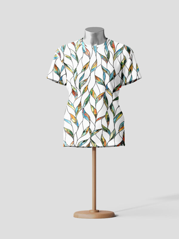 Camiseta 3D com estampa gradiente feminina, manga curta, decote em O, corante, tops casuais, esporte de rua, camiseta solta, senhora, moda verão