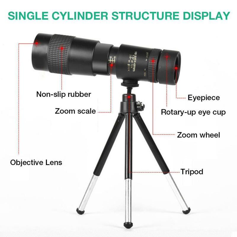 4K 10-300X40MM Super Telephoto Monocular Telescope  Zoom Monocular Binoculars Pocket Telescope for Smartphone Take Picture