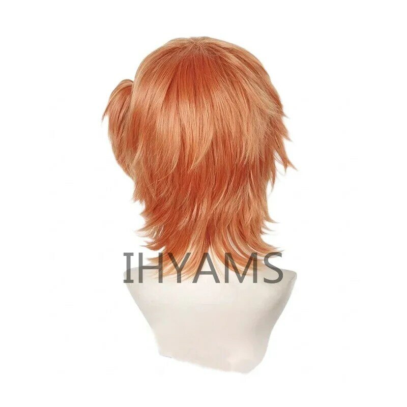 Kyousuke-peluca naranja Yaguchi para Cosplay, cabello sintético para Halloween con cola de caballo con Chip + gorro de peluca