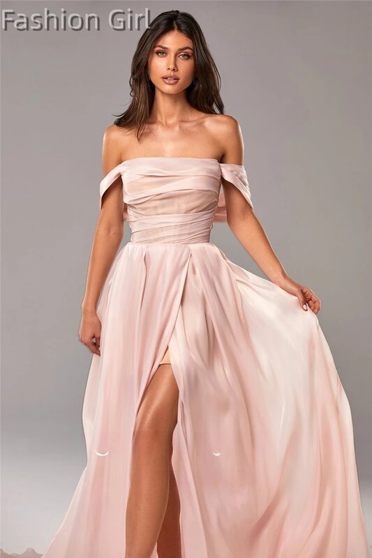 Gaun malam wanita elegan gaun malam wanita berlipat Tiered leher perahu merah muda gaun pesta elegan untuk acara spesial gaun pesta dibuat 2023