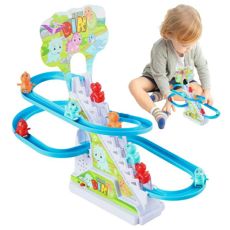 Patos elétricos Track Slide Toy com música, Suba escadas, Dinosaur Track Playset interativo, Brinquedo de aprendizagem para crianças, Presentes