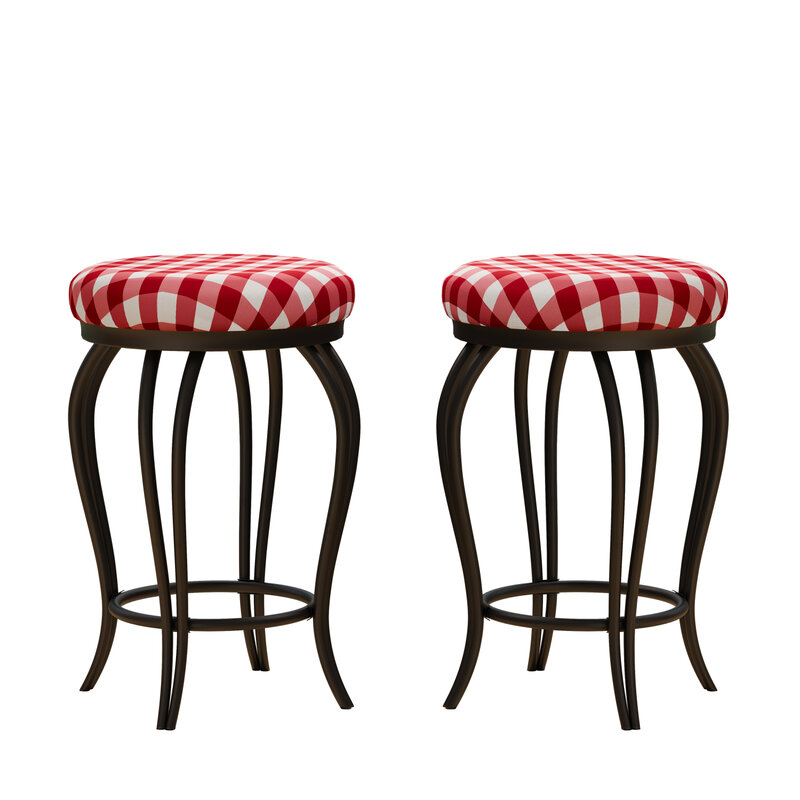 Country Style Industrial Set of 2 Bar Chairs with Footrest, Easy to Assemble 25.5In Counter Bar Stools for Indoor Bar Dining Kit