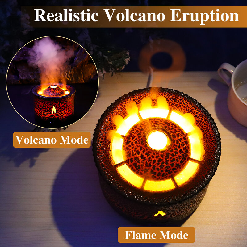 Vulkan Feuer Flamme Luftbe feuchter Aroma Diffusor ätherisches Öl mit fern gesteuerten Quallen für zu Hause Duft Nebel Mak Rauchen