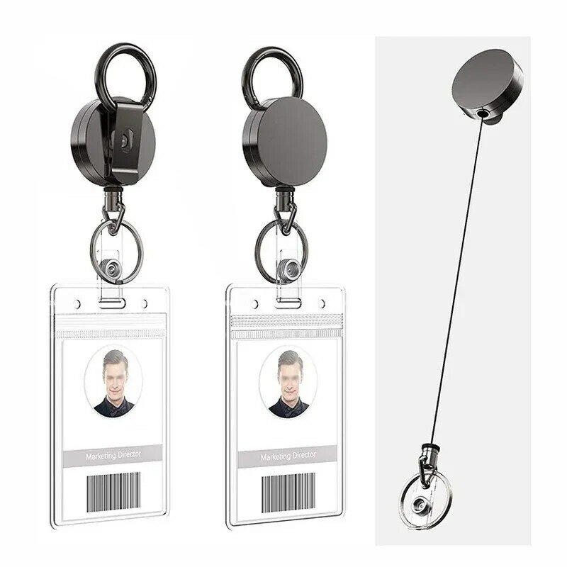 Llavero retráctil con Clip para tarjeta, carrete extensible para cinturón, cordón de identificación, etiqueta de nombre, soporte para insignia, 1 piezas