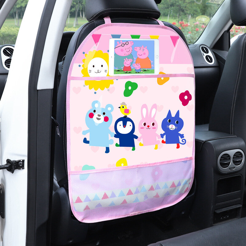 Cartoon Car Seat Back Protector Cover Kick Mat Organizer per auto supporto per Tablet borsa per appendere Car Styling portaoggetti accessori per auto