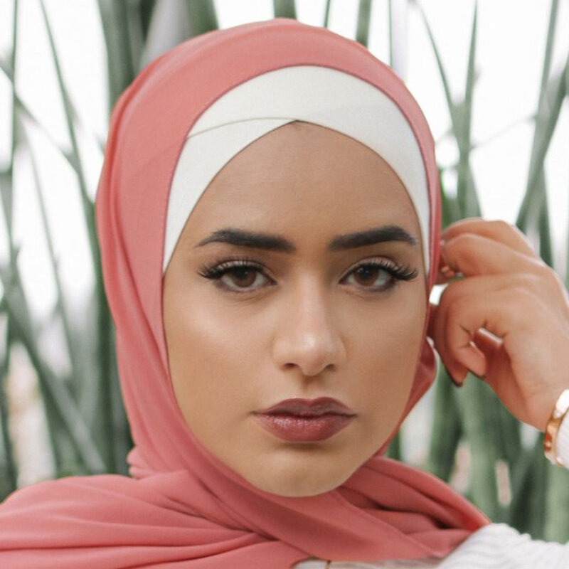 Turbante elástico para mulheres, camisa modal cruzada, chapéus Hijab internos, lenço muçulmano, gorro islâmico, headwrap de tubo, novo