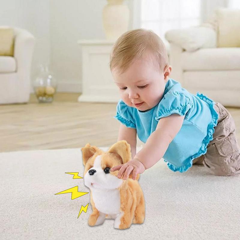 ของเล่นตุ๊กตาสำหรับสุนัขสัตว์เลี้ยงอิเล็กทรอนิกส์แบบโต้ตอบกระดิกหางเดินและเห่าของเล่น Montessori สำหรับเด็กผู้หญิงเด็กผู้ชายวันเกิดของขวัญปีใหม่