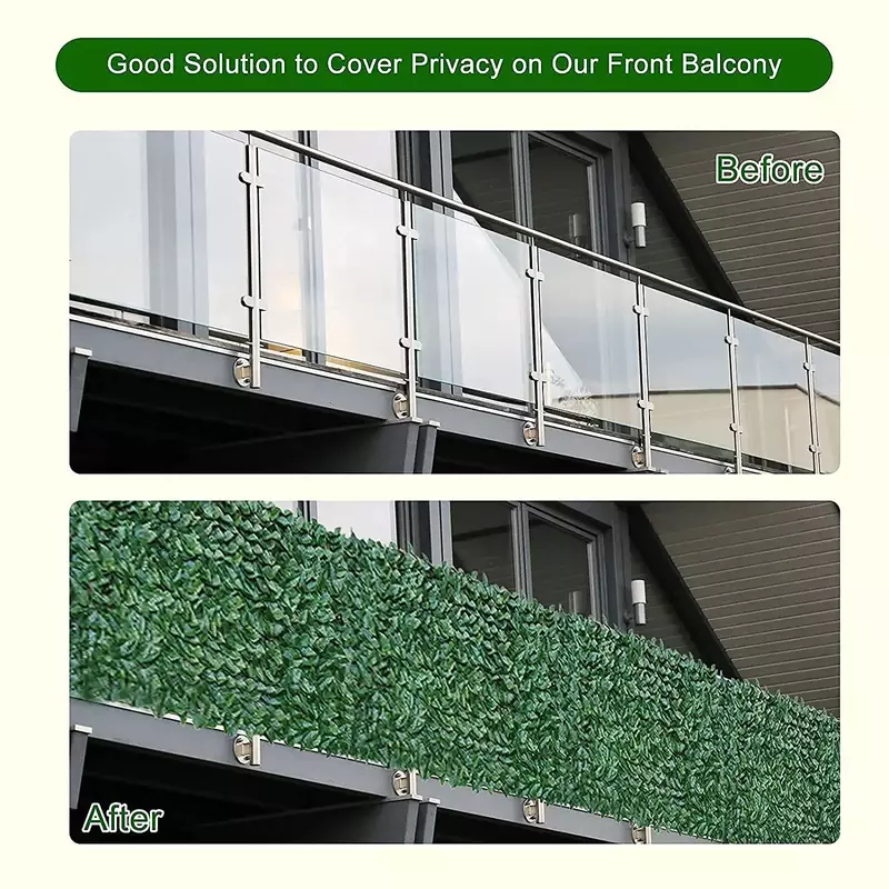 Paneles de valla de hoja Artificial, Seto de imitación, pantalla de privacidad, verdor para jardín al aire libre, Patio, terraza, balcón, decoraciones