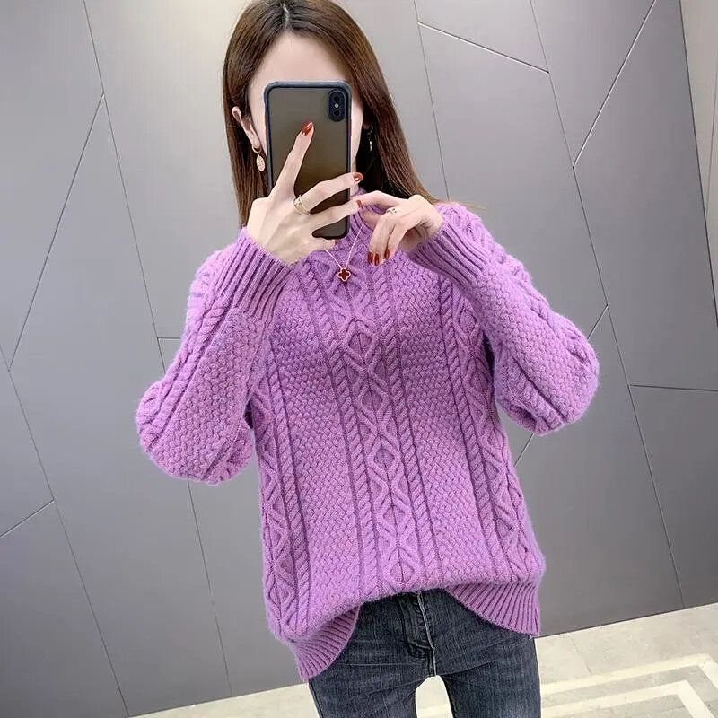 2023 autunno inverno nuove donne maglione dolcevita trend maglione moda coreano Pullover femminile addensare caldo maglieria Casual