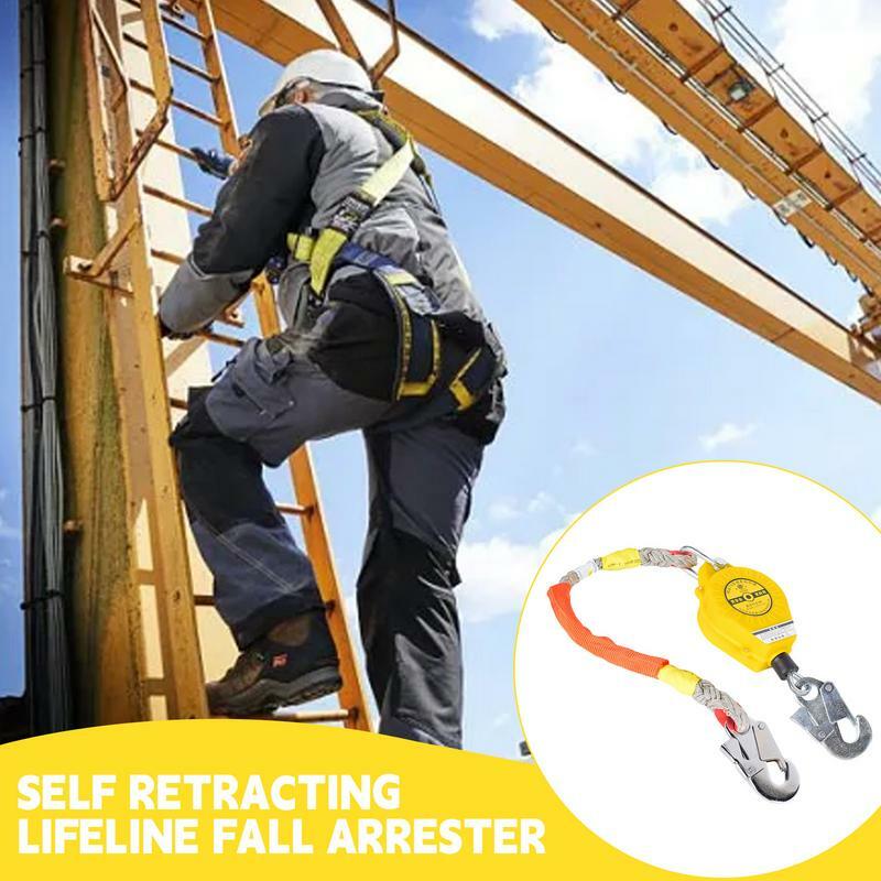 Fall Arrester 330.7 LBS 150 Kg Retractable Lifeline Fall Arrest System Anti-Rotation Steel Wire Rope Quick-Action Braking System