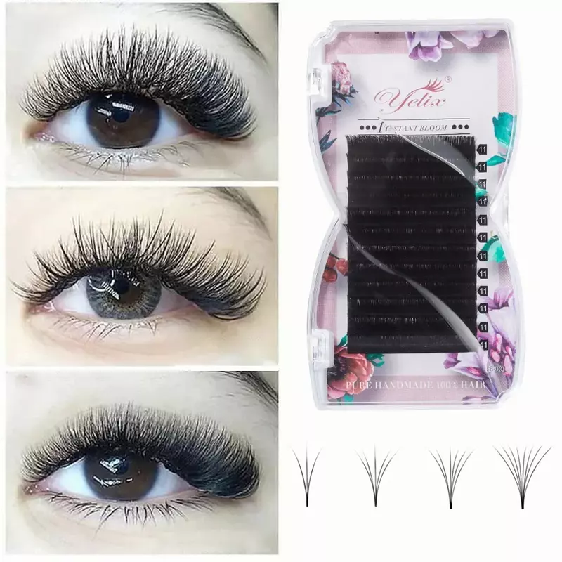 Yelix instant bloom lashes eyelash high qualityblister easy fanning eyelash extension 8-20mm All Size Eyelashes Supplies