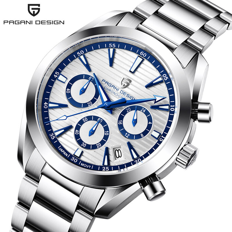 Montre à quartz étanche en acier inoxydable pour homme montre bracelet chronographe Shoous montres de sport d'affaires calendrier et date mode de luxe