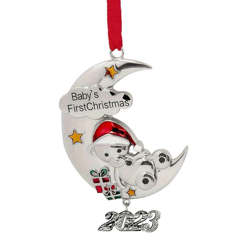 Colgante con diseño de Luna para bebé, adorno decorativo de primera Navidad, adorno festivo de Navidad