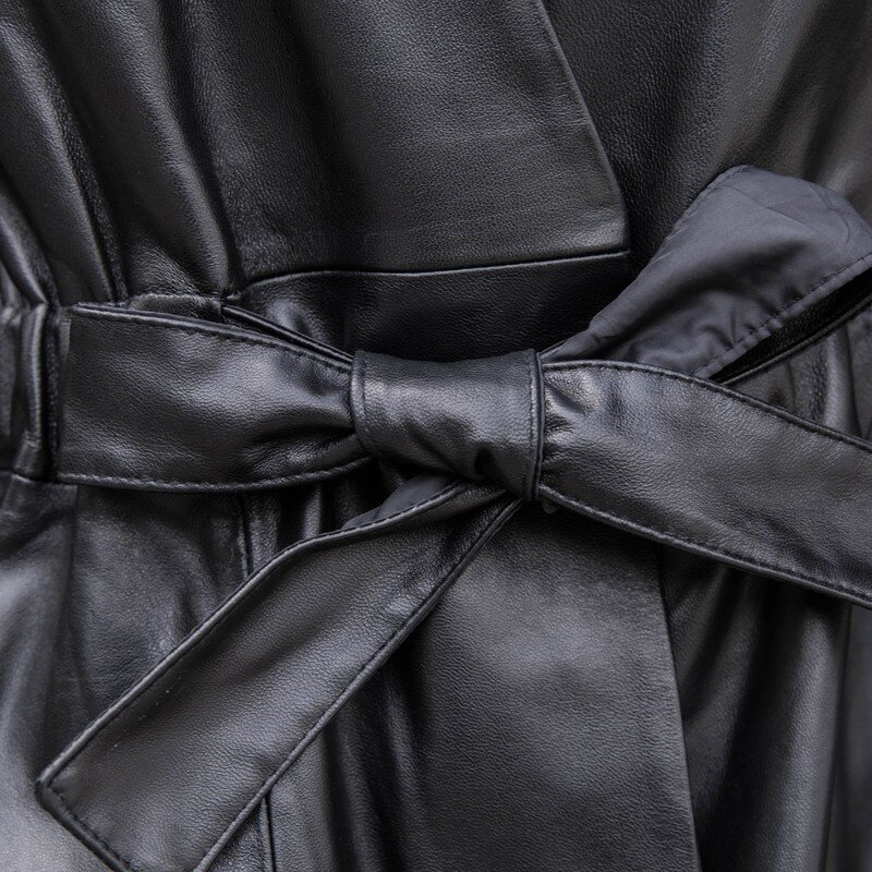 กระเป๋าสตางค์ Slim สั้นเข็มขัดหนังแท้ผู้หญิง Plus ขนาดของแท้ลำลองหนัง Lambskin Coat สตรีแขนยาว Outwear