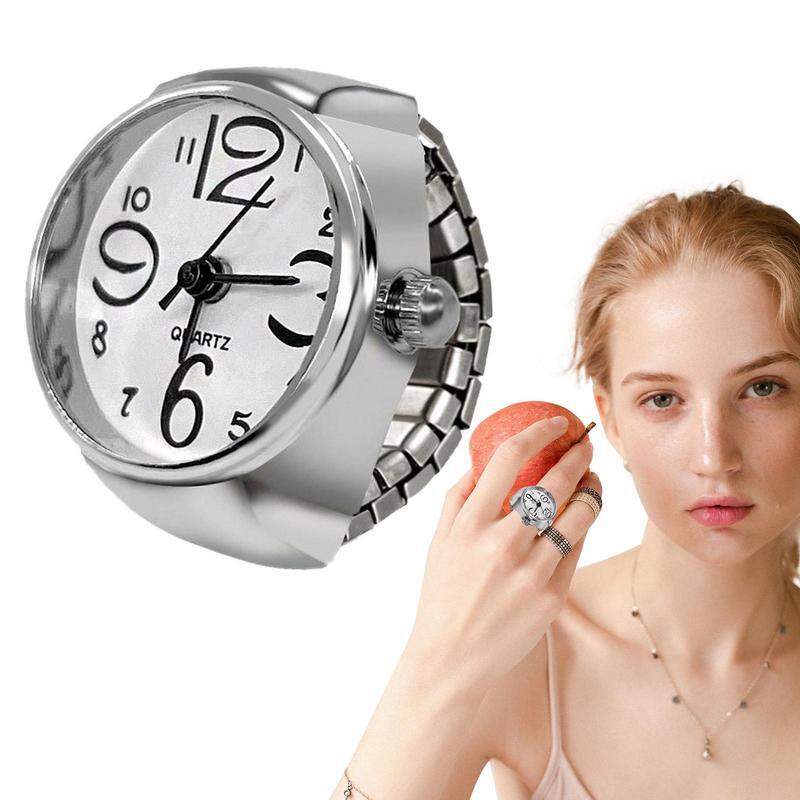 ساعة صغيرة الإبداعية خاتم Vintage ساعة الاصبع الإكسسوارات سبيكة قذيفة ساعة الاصبع الرجال المجوهرات النساء الاتجاه الدائري هدية