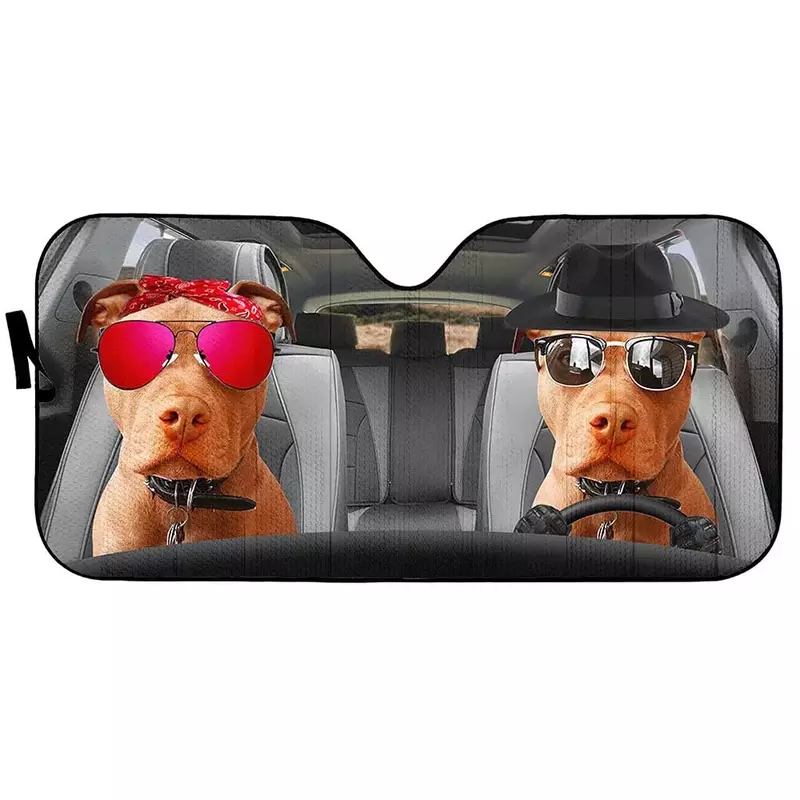 PASSE American Pit Bull Puppy Dog Driving Auto Windshield Sun Shade,Dog Mom Foldable Visor Sunshade for Car Truck SUV to Keep Yo