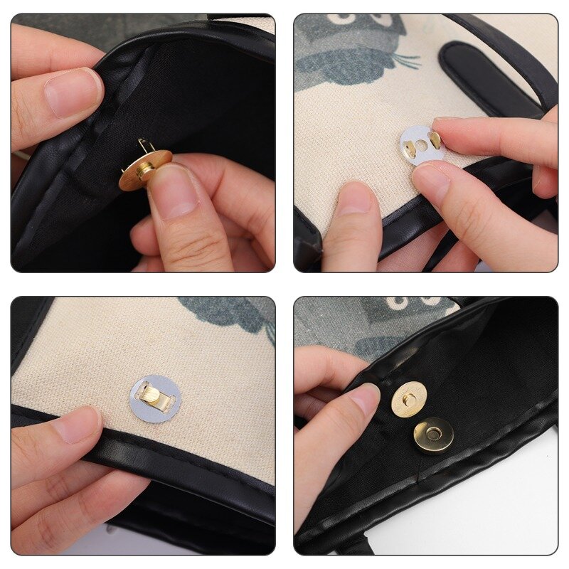 3/10ชุดกระดุมกระเป๋าไม่มีตะเข็บแม่เหล็กที่มองไม่เห็น, กระดุมกระเป๋าสตางค์กระเป๋าถือหัวเข็มขัดแม่เหล็กอุปกรณ์เสริมกระเป๋าโลหะ