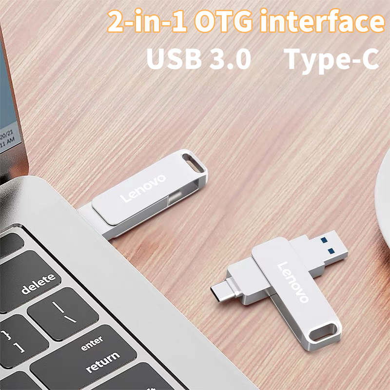 레노버 3.0 USB 플래시 드라이브, 금속 고속 펜 드라이브, 컴퓨터 저장 장치용 방수 C타입 USB 펜드라이브, 16TB, 2TB, 512GB
