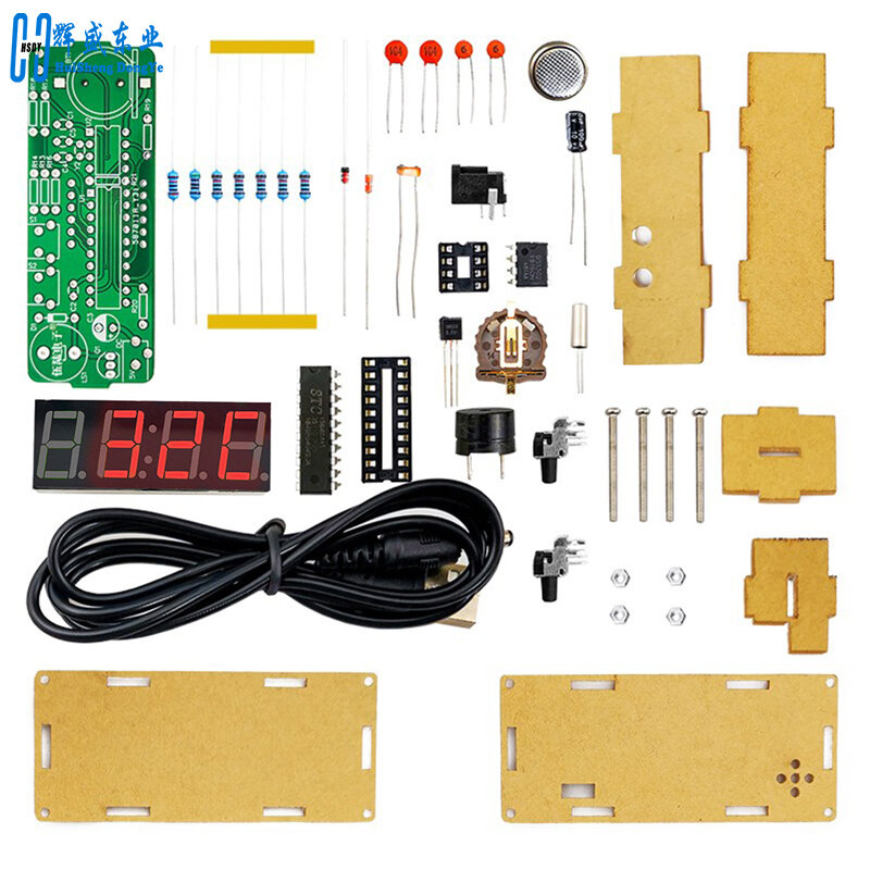 TJ-56-428 4-stellige digitale DIY-Uhr-Kits mit Acryl schale, DIY-Wecker-Löt-Übungs kit zum Erlernen von Elektronik