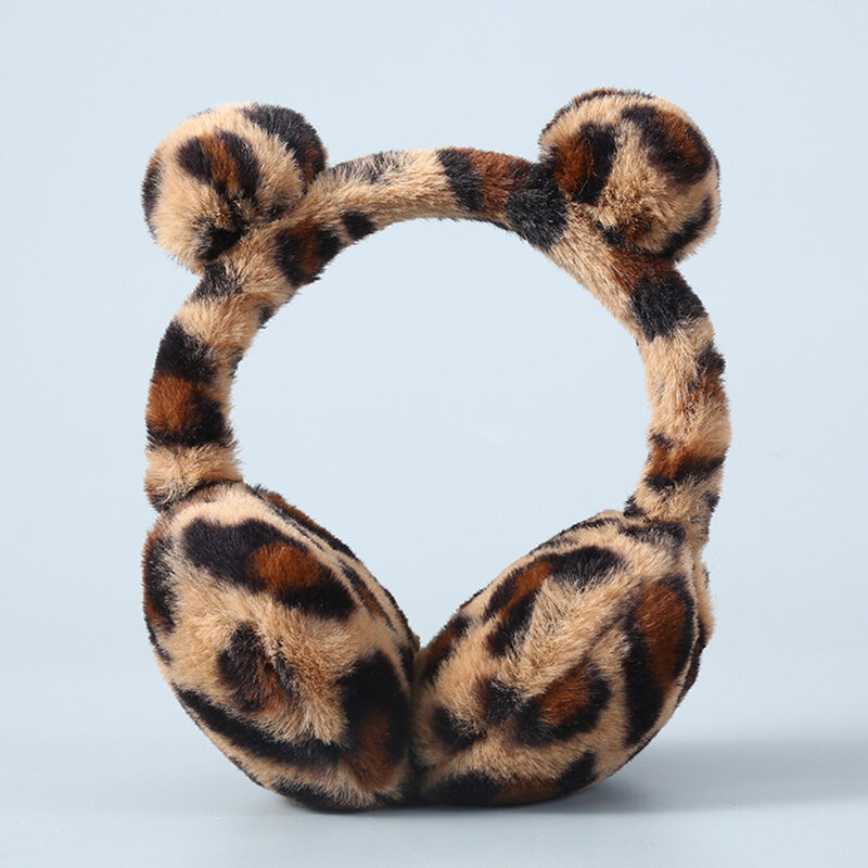 Уникальная повязка на голову Y2k в стиле унисекс с леопардовым рисунком, наушники, теплые зимние мягкие плюшевые модные наушники с защитой от холода, наушники