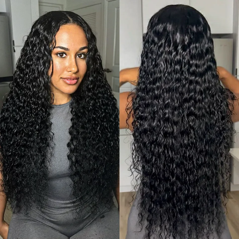흑인 여성용 딥 웨이브 투명 레이스 정면 인모 가발, 브라질 인간 레미 곱슬 머리, 13x4, 13x6
