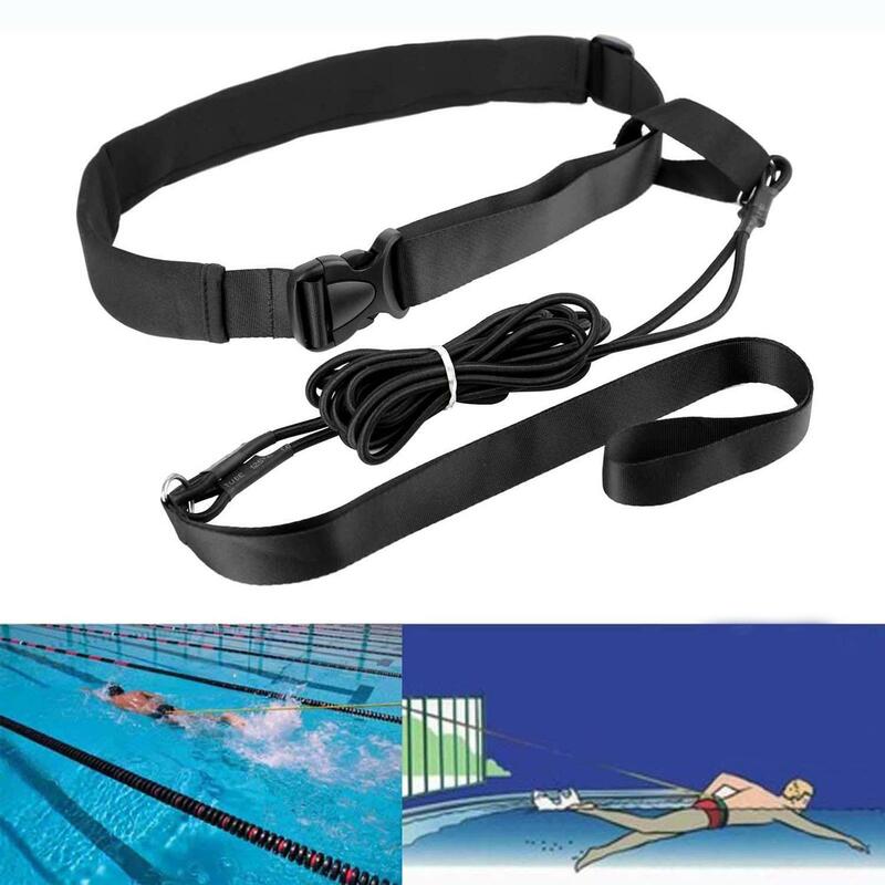 Swim Training Leash Swimming Aquatic Resistance Band Exercise Waist Belt Swim Trainer Swim Tether for Adults Athletes Beginners