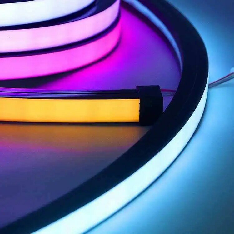 Luz de néon flexível endereçável, impermeável, preto, silicone, conduzido, RGB, corda da tira, 12V, 24V