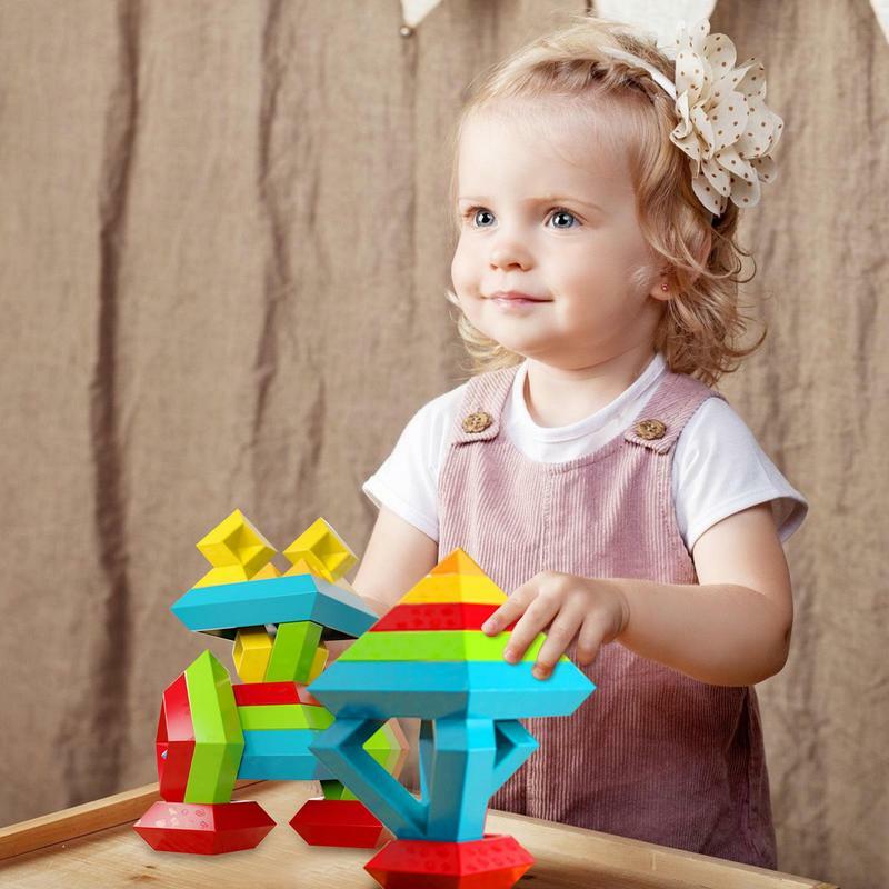 Stapeln von Bausteinen für Kleinkind bausteine Stapeln von Lernspiel zeug blöcken Stiel-Sinnes spielzeug für das Lernen im Vorschul alter