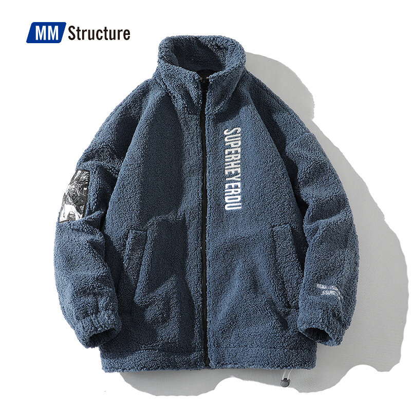Sherpa-Chaqueta de trabajo para hombre, abrigo informal de lana de alta calidad, cálido de piel sintética, holgado, ropa de calle japonesa, Tops de lana de cordero