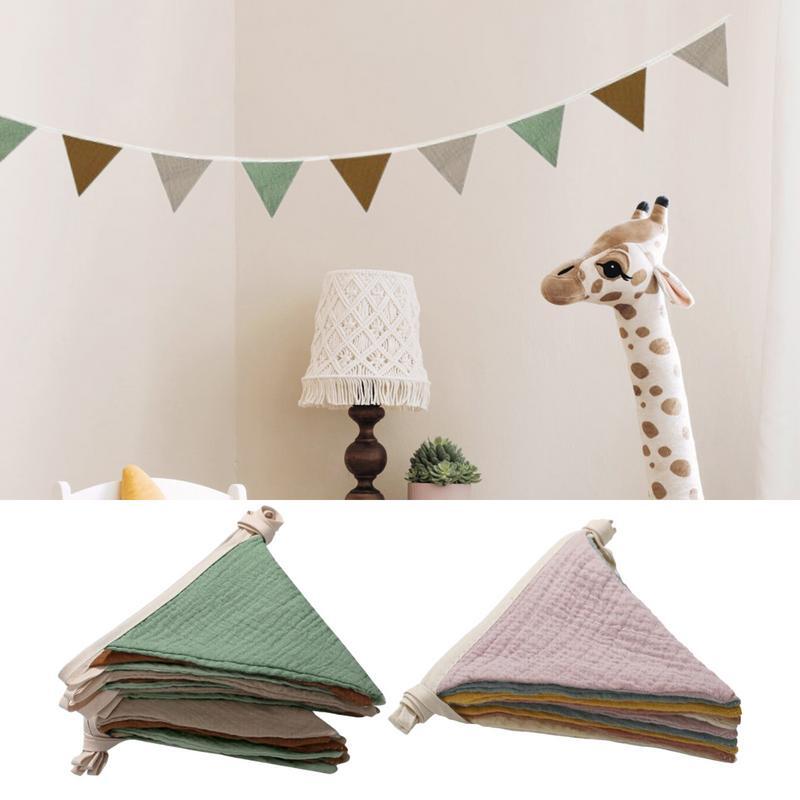 Hang Flag Banner Nursery Bunting Banner Flags Washable Cotton Fabric Triangle Pennant Garlands For Living Room And Bedroom