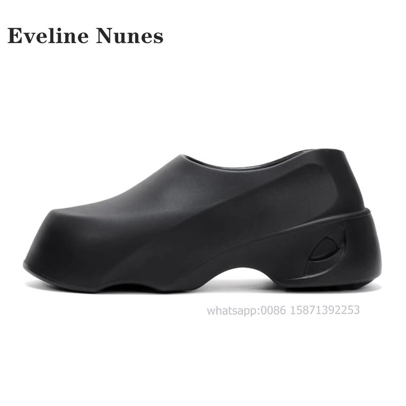 Zapatos de suela de tanque para mujer, sandalias de goma con punta redonda, plataforma sólida, estilo callejero, color negro, Verano