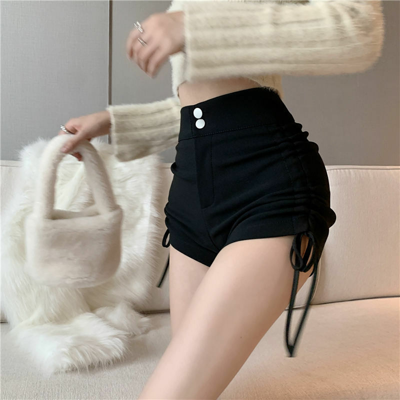Dopasowana krótka spodnie z tyłeczkiem dla kobiet z wysokim stanem czarny szorty damskie obcisły Mini seksowne stroje Trend w modzie 2024 niska cena
