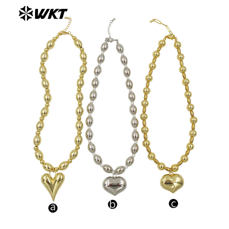 Pingente em forma de coração feminino, prata ouro 18k, joias diárias especiais, decorado na moda e requintado, WT-JFN16