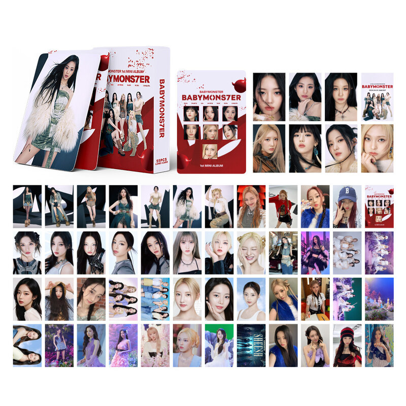 Kpop Baby MONSTER Photo Collection Álbum, Fãs de cartão postal, SHEESH Lomo Card, RORA ASA RUKA RAMI, 55pcs