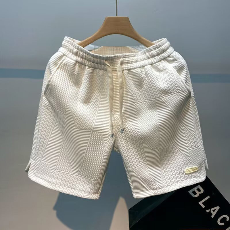 2023 Men Fashion Cotton Blended Solid Color Loosen Up The Waist Summer Multi-Pocket Shorts Wide Beach Casual Shorts Hot Selling
