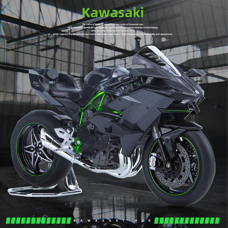 Kawasaki-motocicleta modelo H2R Ninja V4S S1000RR de aleación fundida a presión, vehículo de juguete, luces de transporte, todoterreno, autociclo, coche de juguete, 1:9