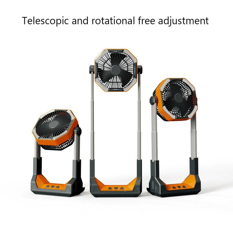8000mah Teleskop-Outdoor-Camping ventilator tragbare faltbare Tisch ventilator Not strom bank mit Nachtlicht 4-Gang-Campingzubehör