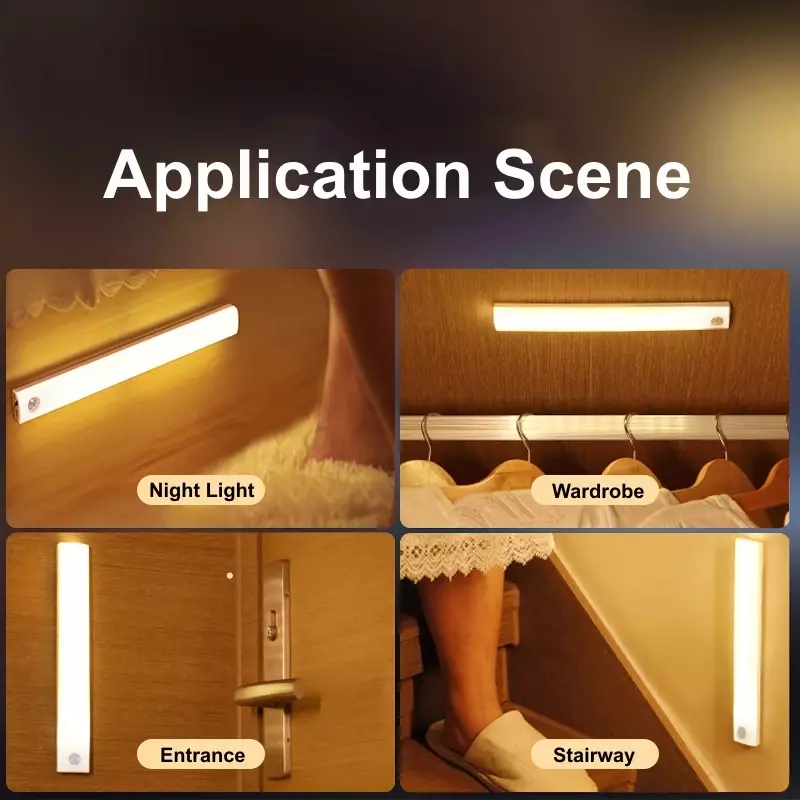Led Lights Decoration Wireless Portable Corridor Night Light Charge Lamps Wardrobe PIR Motion Sensor USB Indoor Lighting
