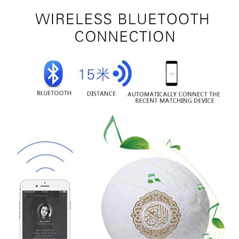 Bulan jam doa Audio Planet Bluetooth, lampu elektronik warna-warni dengan Remote kontrol
