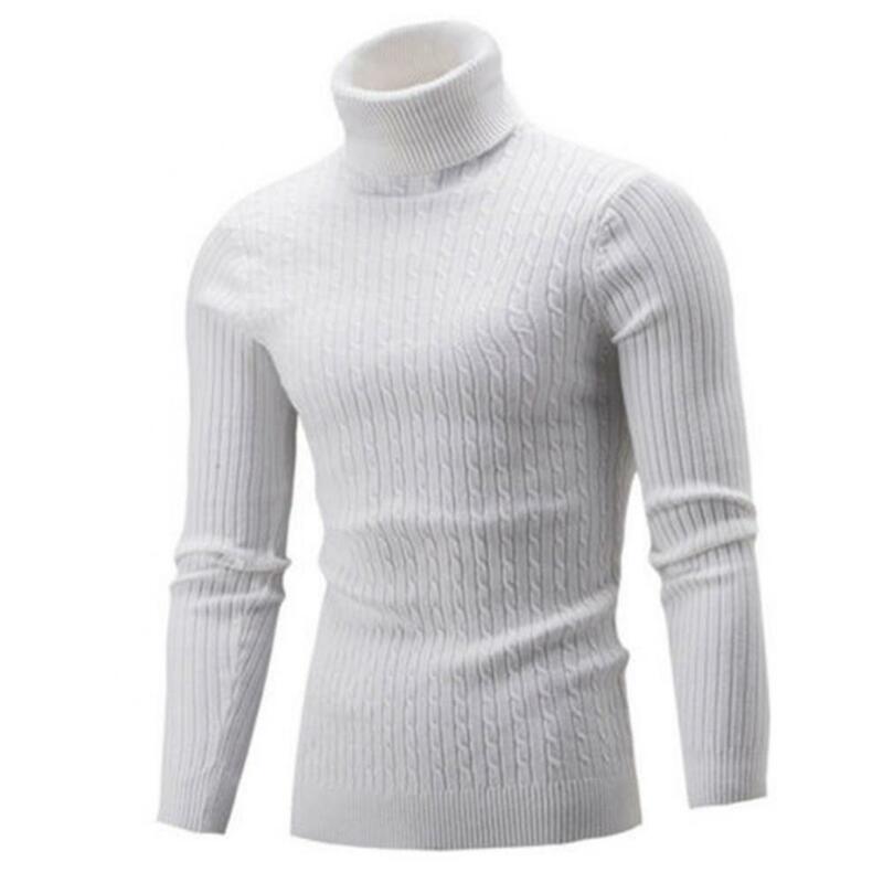 Suéteres y jerséis de cuello alto para hombre, suéter de punto de lana, ropa sólida informal, nueva moda, invierno, 2023