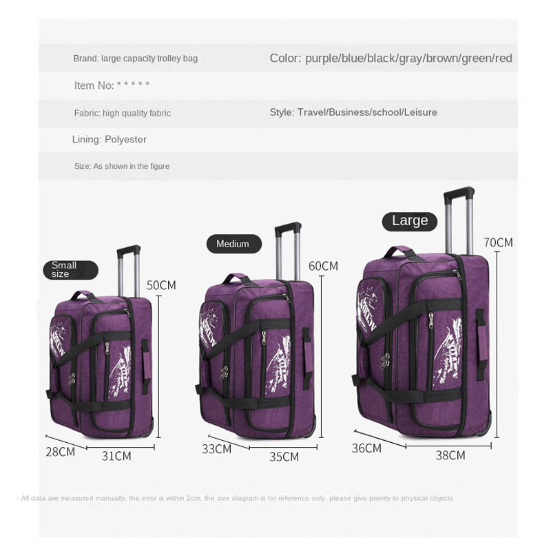 Trolley-Tasche mit großer Kapazität und Rädern Reisetasche Reisekoffer Boarding Bag Oxford wasserdichte Gepäck tasche Roll gepäck