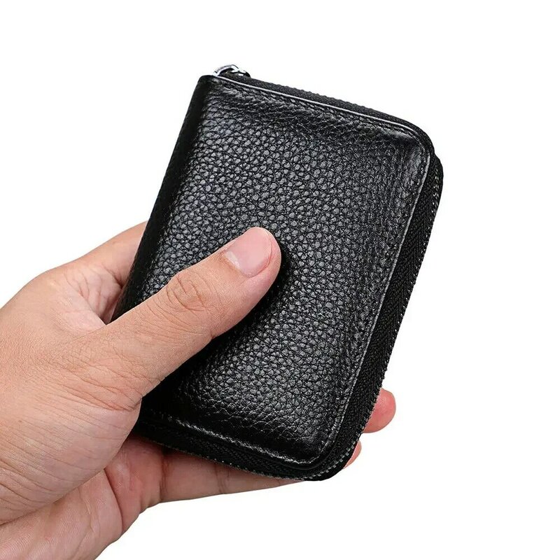 Новинка 2023, кожаный мини-кошелек для карт 20, кожаный кошелек в деловом стиле, кошелек с держателем и блокировкой RFID, мужской кошелек