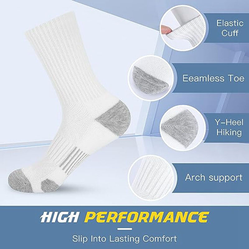Носки баскетбольные мужские большого размера, удобные износостойкие дезодорирующие носки, 5 пар, однотонные, для осени и зимы
