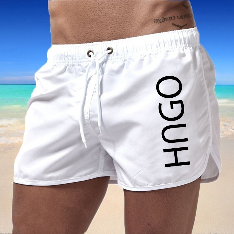 เทรนด์2024ใหม่กางเกงขาสั้นชายหาดเซ็กซี่เอวต่ำแห้งเร็วกางเกงชุดว่ายน้ำผู้ชายกางเกงฤดูร้อน