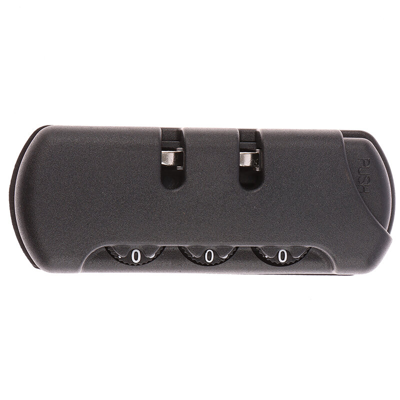 Combinação de plástico preto Cadeado, Bagagem Suitcase Code, Anti-Theft Fixed Lock, Cadeado de 3 dígitos, Acessórios Bag Pull Chain